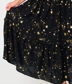Unique Vintage Plus Size Black & Star Print Smocked Bodice Robin Midi Dress