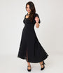 Unique Vintage Black & Lace Gloria Midi Dress
