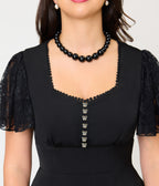 Unique Vintage Black & Lace Gloria Midi Dress