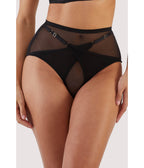 Sheer Black Mesh Crossover High Waist Brief