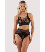 Sheer Black Mesh Crossover High Waist Brief