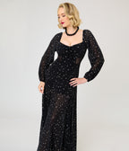 Unique Vintage Black & Star Print Long Sleeve Tara Maxi Dress