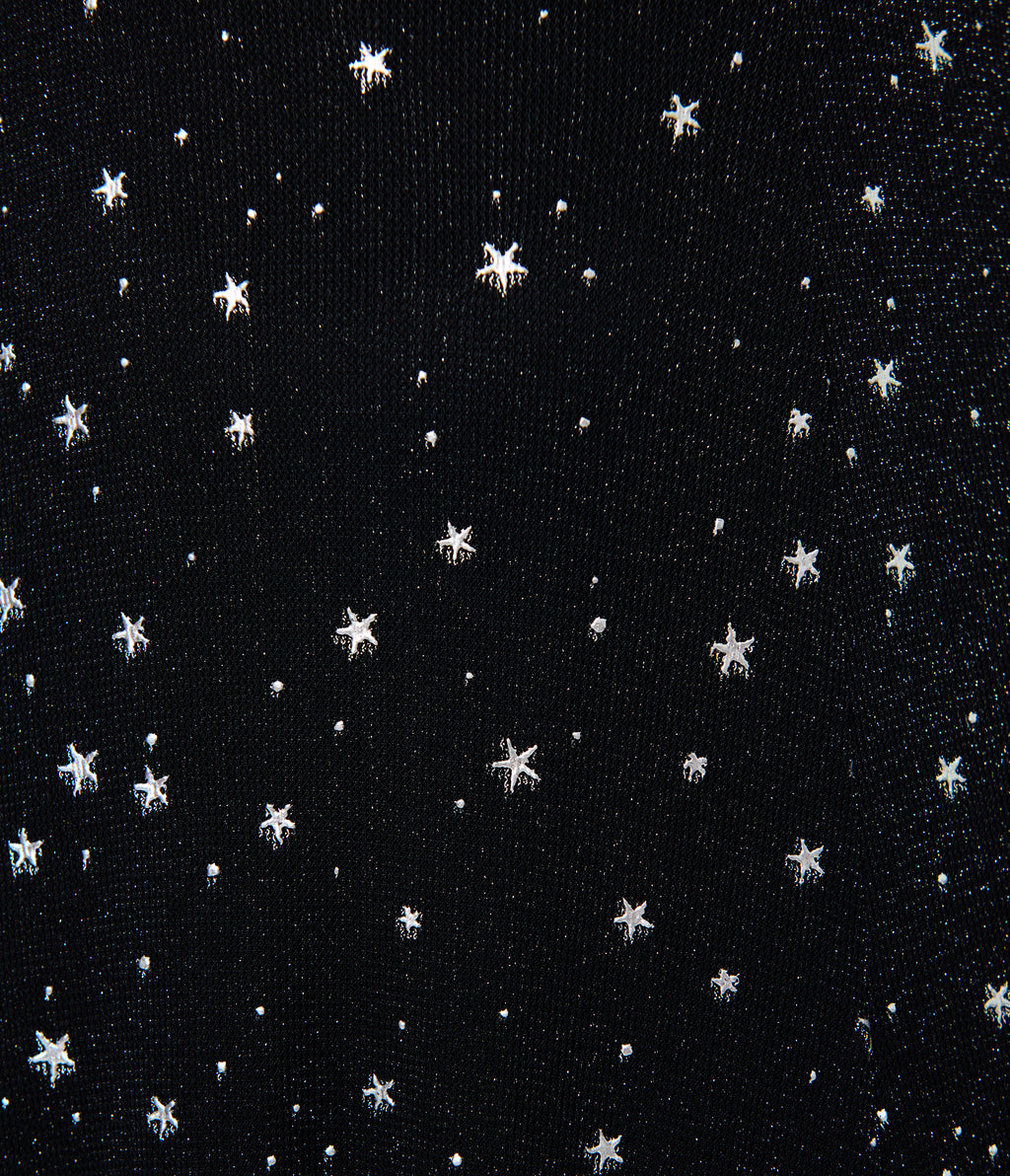Unique Vintage Black & Star Print Long Sleeve Tara Maxi Dress