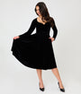 Unique Vintage 1950s Black Velvet Sweetheart Sharon Swing Dress