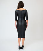Unique Vintage Black Faux Leather Shailene Pencil Dress