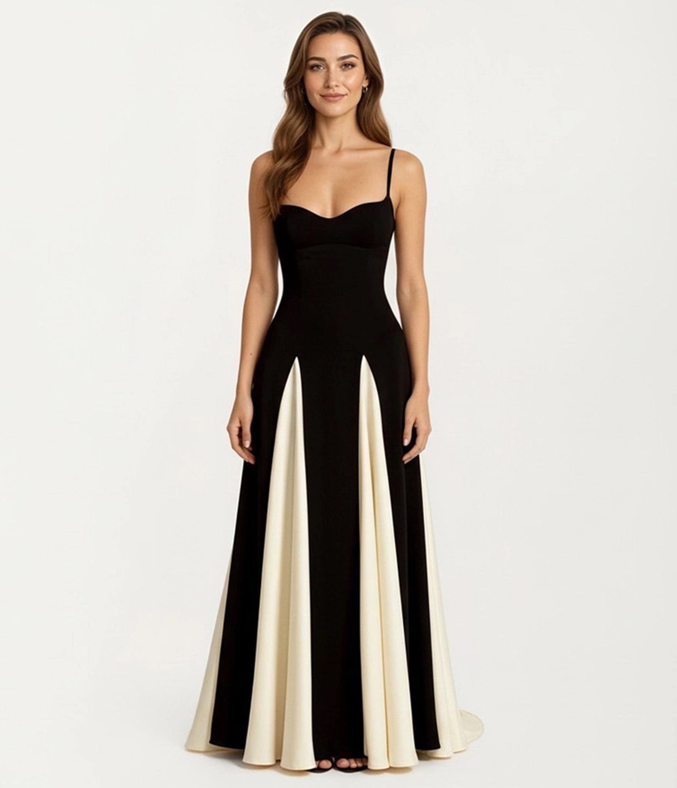 Black & Ivory Stripe Bridesmaid Gown