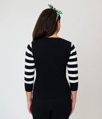 Beetlejuice x Unique Vintage Black & White Striped Sandworm Minou Sweater