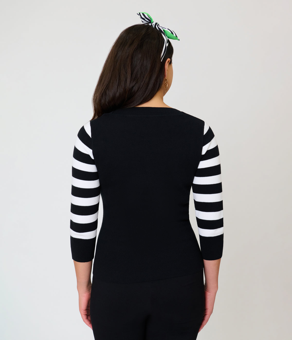 Beetlejuice x Unique Vintage Black & White Striped Sandworm Minou Sweater