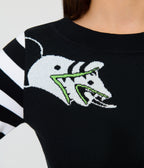 Beetlejuice x Unique Vintage Black & White Striped Sandworm Minou Sweater