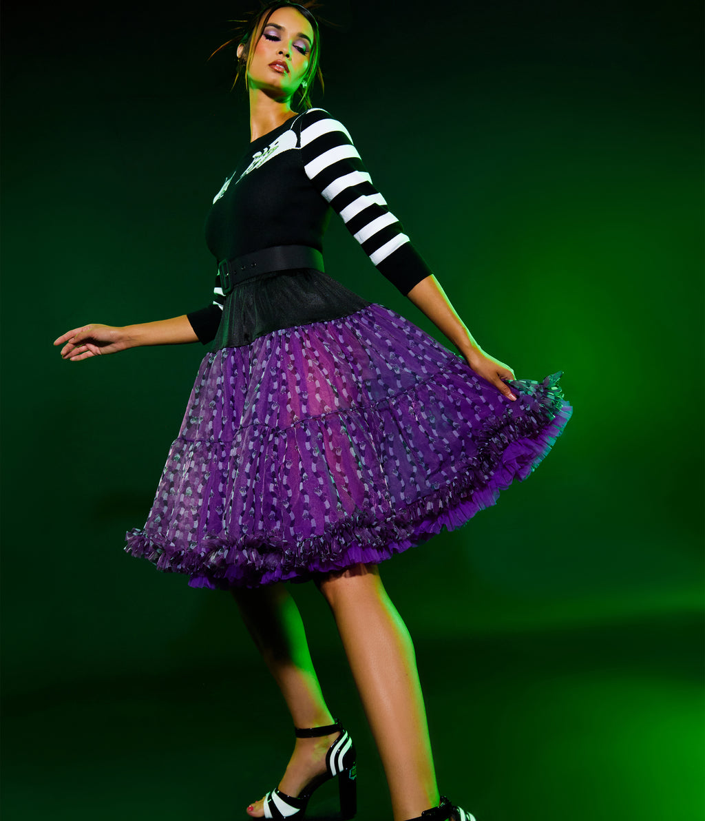 Beetlejuice x Unique Vintage Purple Sandworm Ruffled Petticoat Crinoline