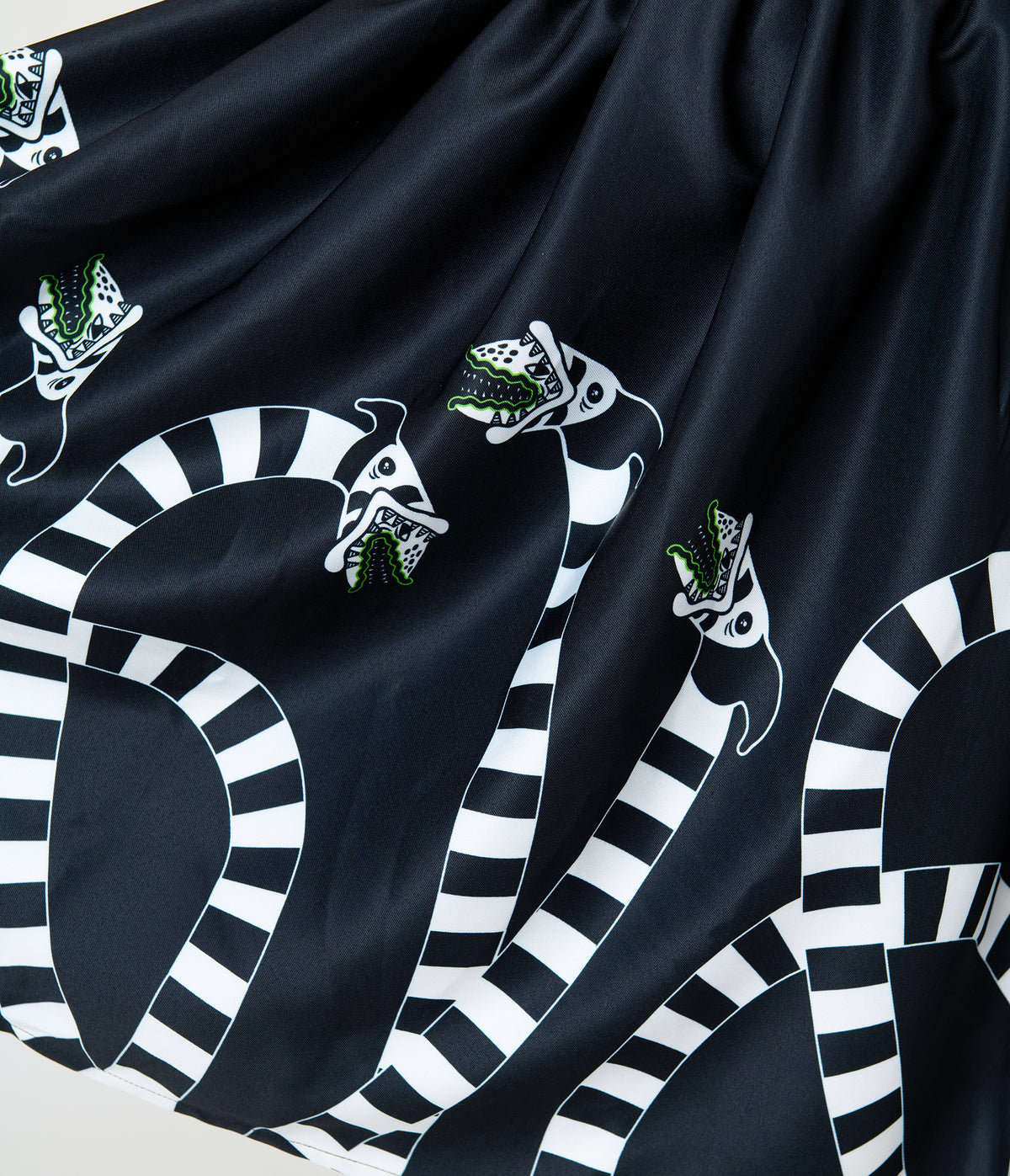 Beetlejuice x Unique Vintage Plus Size Black Sandworm Border Rachel Swing Dress