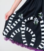 Beetlejuice x Unique Vintage Black Sandworm Border Rachel Swing Dress