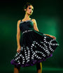 Beetlejuice x Unique Vintage Black Sandworm Border Rachel Swing Dress