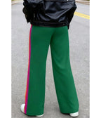 Green Rainbow Stripe Wide-Leg Sweatpants