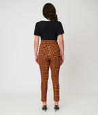 Unique Vintage Orange Gingham High Waist Rizzo Cigarette Pants