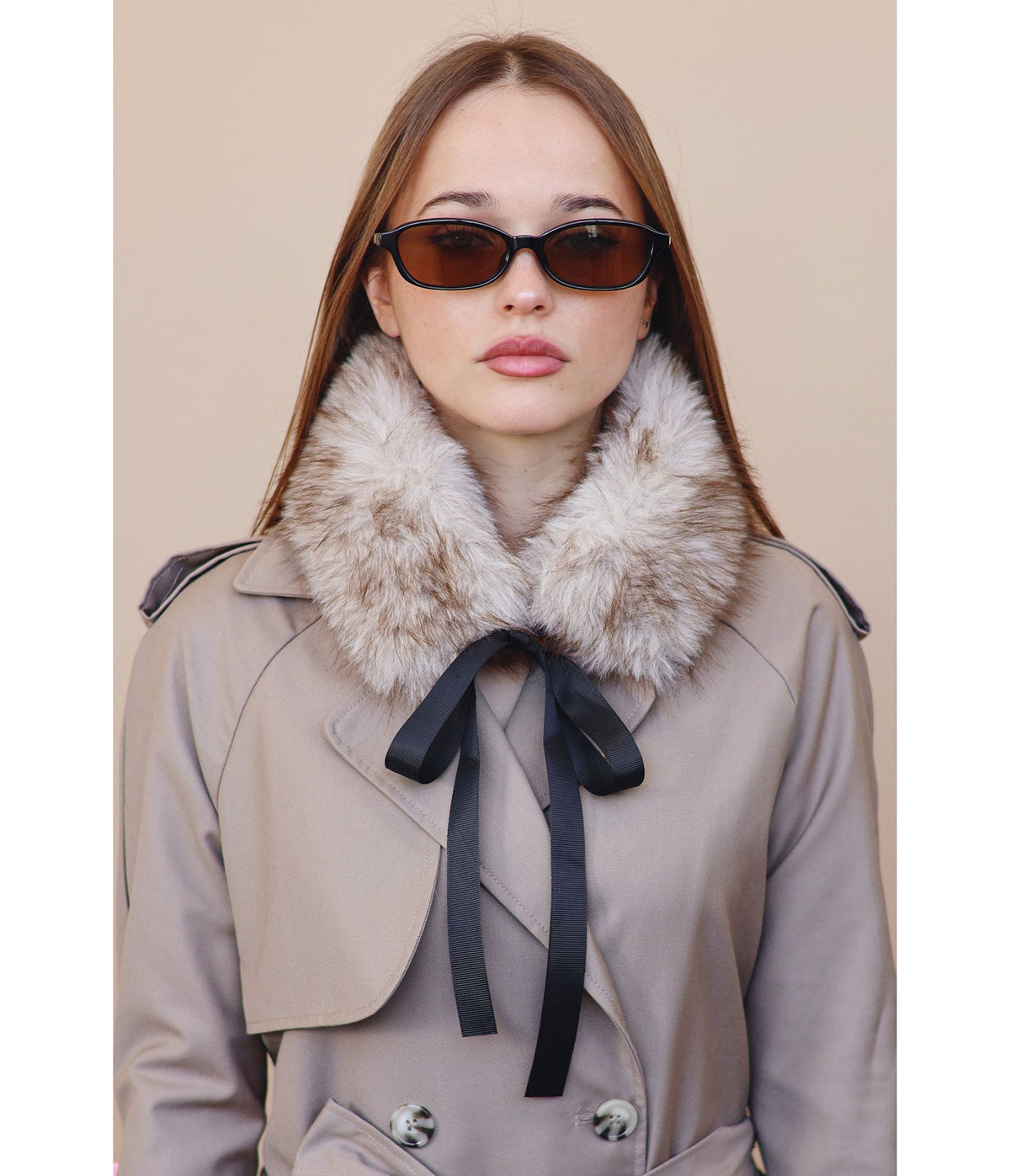 Brown Broadway Faux Fur Collar