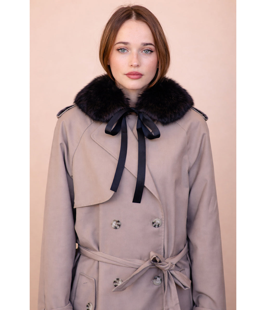 Black Norfolk Faux Fur Ribbon Tie Scarf