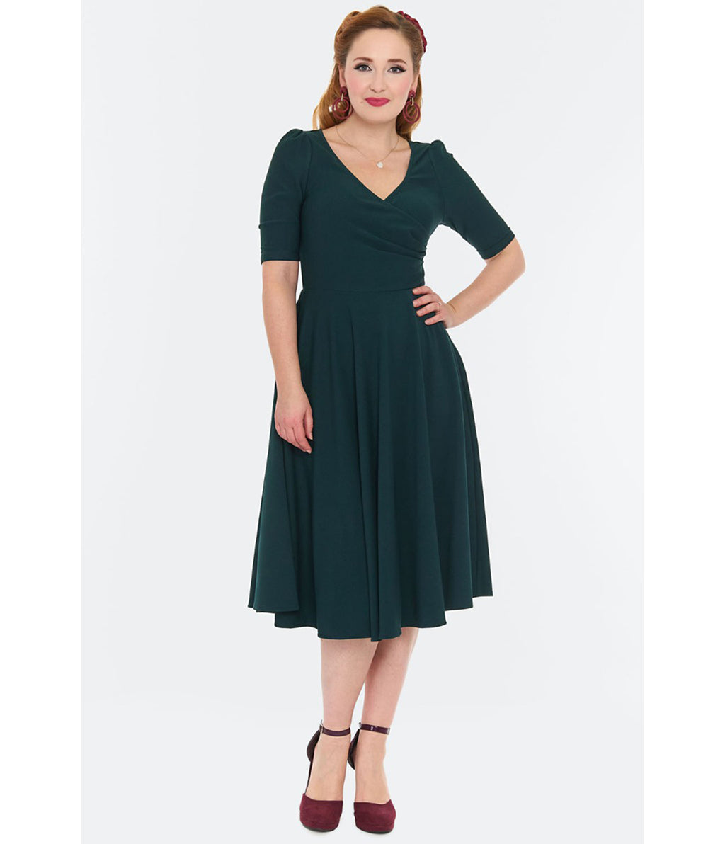 Voodoo Vixen Dark Green Flare Dress