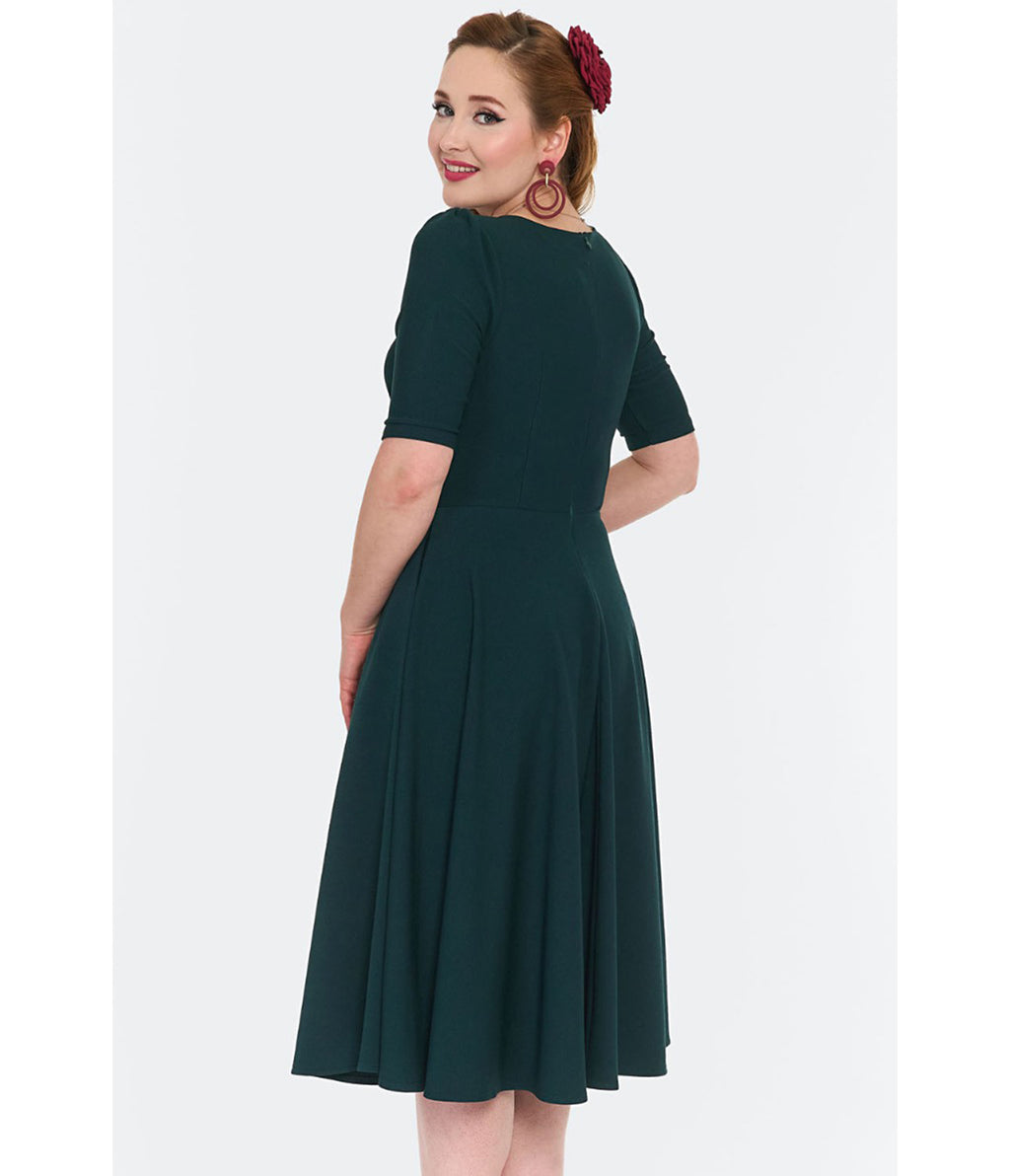Voodoo Vixen Dark Green Flare Dress