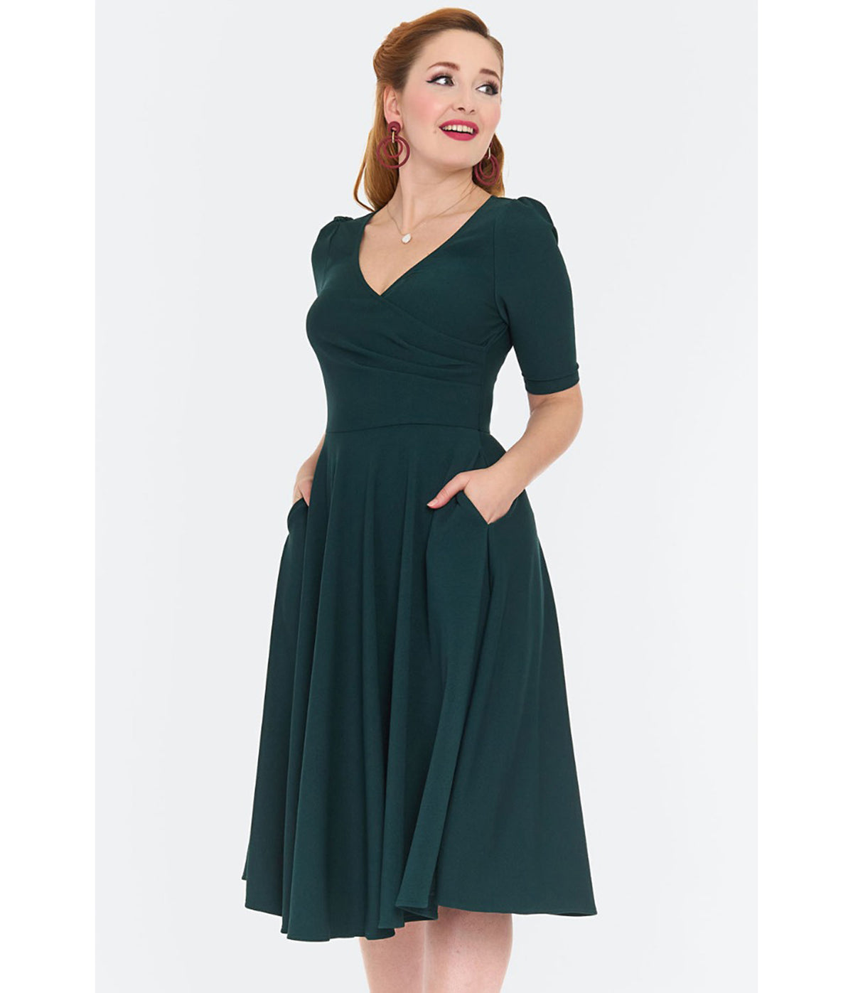 Voodoo Vixen Dark Green Flare Dress