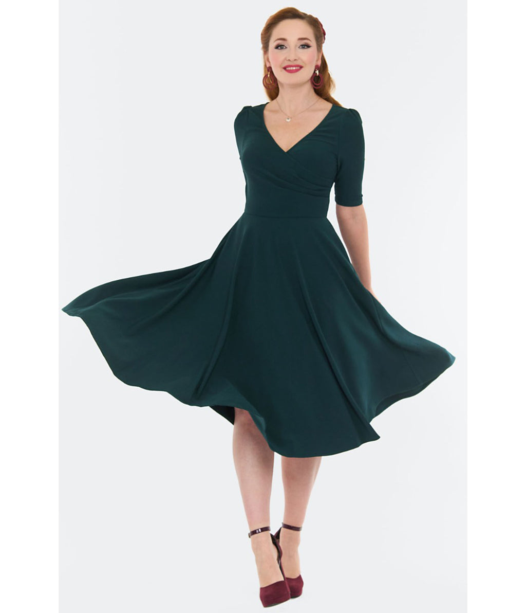 Voodoo Vixen Dark Green Flare Dress