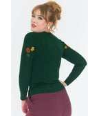 Voodoo Vixen Green Woodland Hedgehog Embroidered Sweater