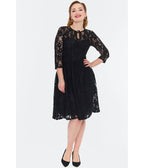 Voodoo Vixen Black Lace 1950s Keyhole Swing Dress