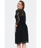 Voodoo Vixen Black Lace 1950s Keyhole Swing Dress