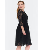 Voodoo Vixen Black Lace 1950s Keyhole Swing Dress