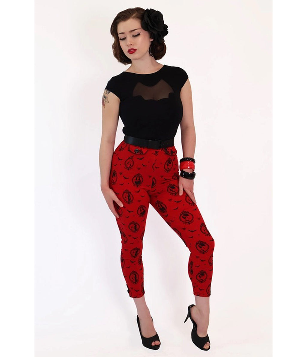 Bonsai Kitten Red Horror Queens Capri Pants