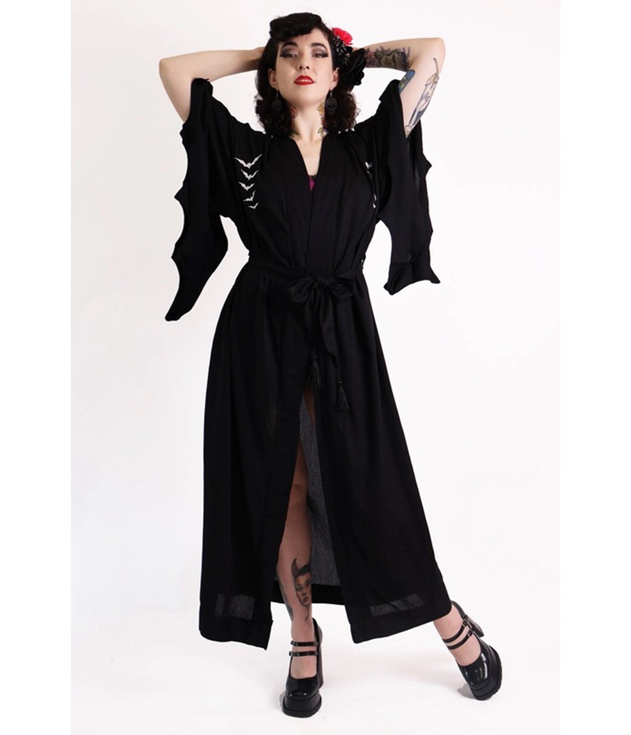 Bonsai Kitten Black Bat Kimono