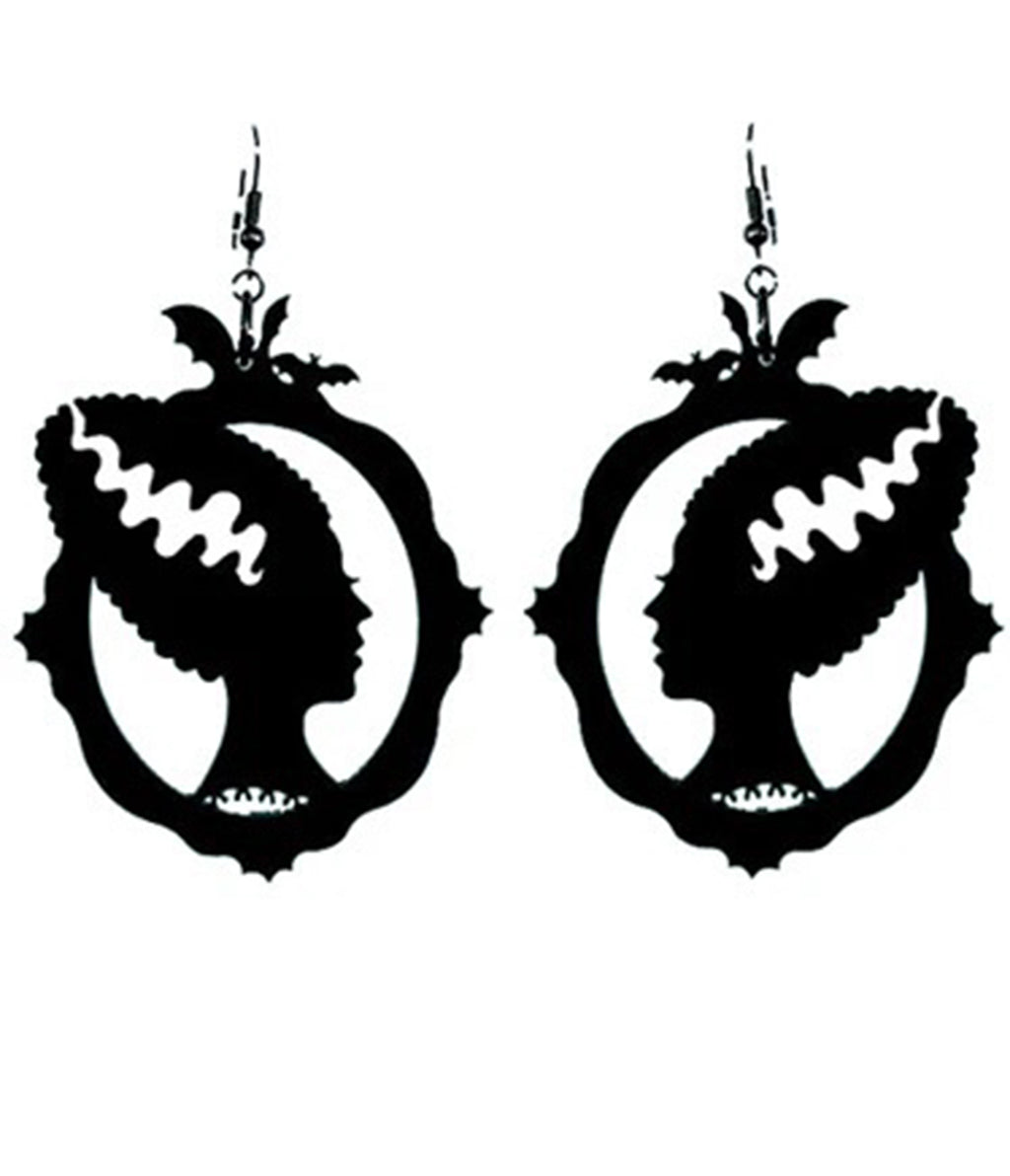 Bonsai Kitten Black Bride of Frankenstein Earrings