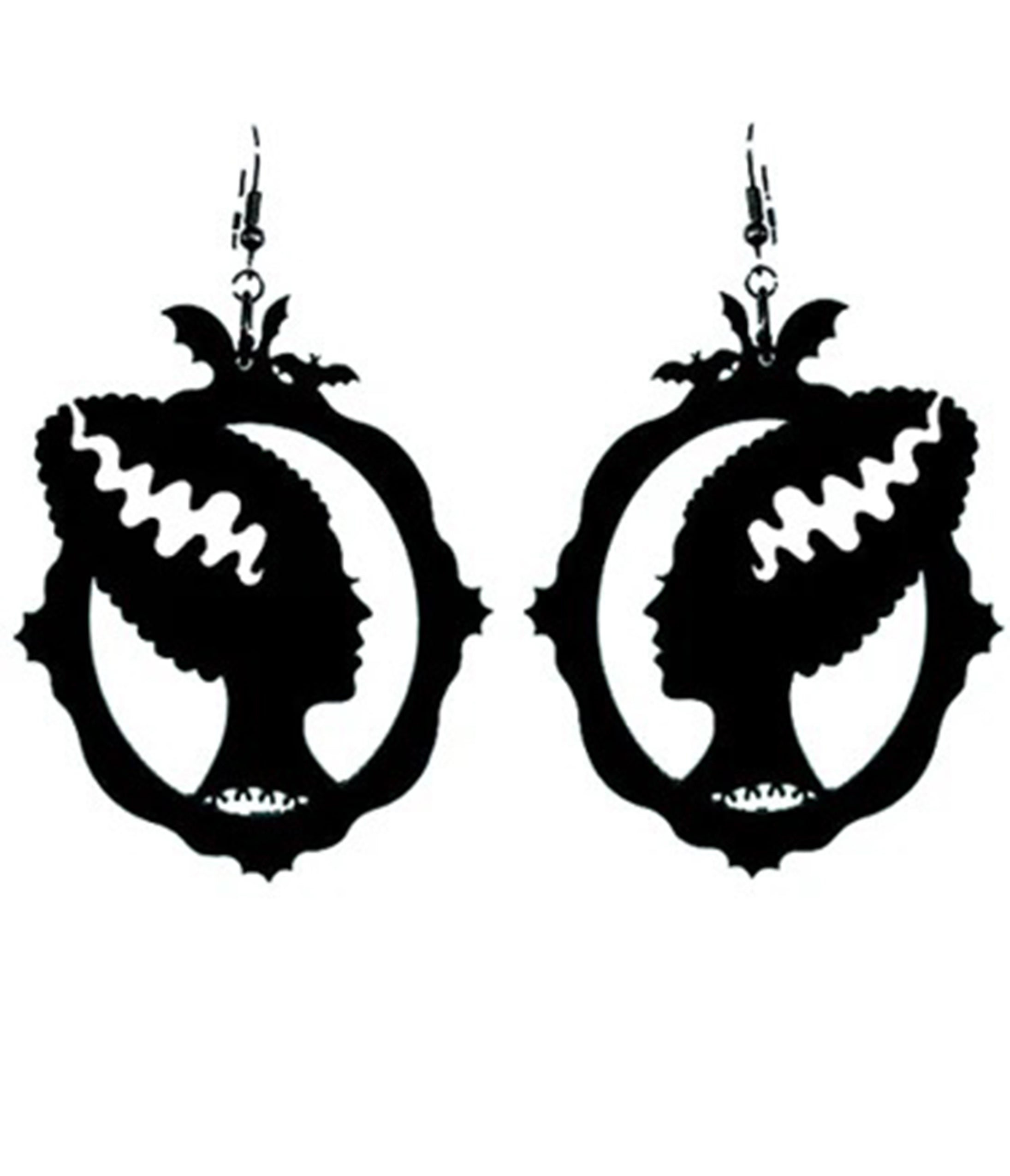 Bonsai Kitten Black Bride of Frankenstein Earrings