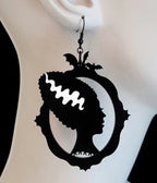 Bonsai Kitten Black Bride of Frankenstein Earrings
