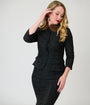 Unique Vintage Black Plaid & Brown Faux Fur Collar Peplum Jacket