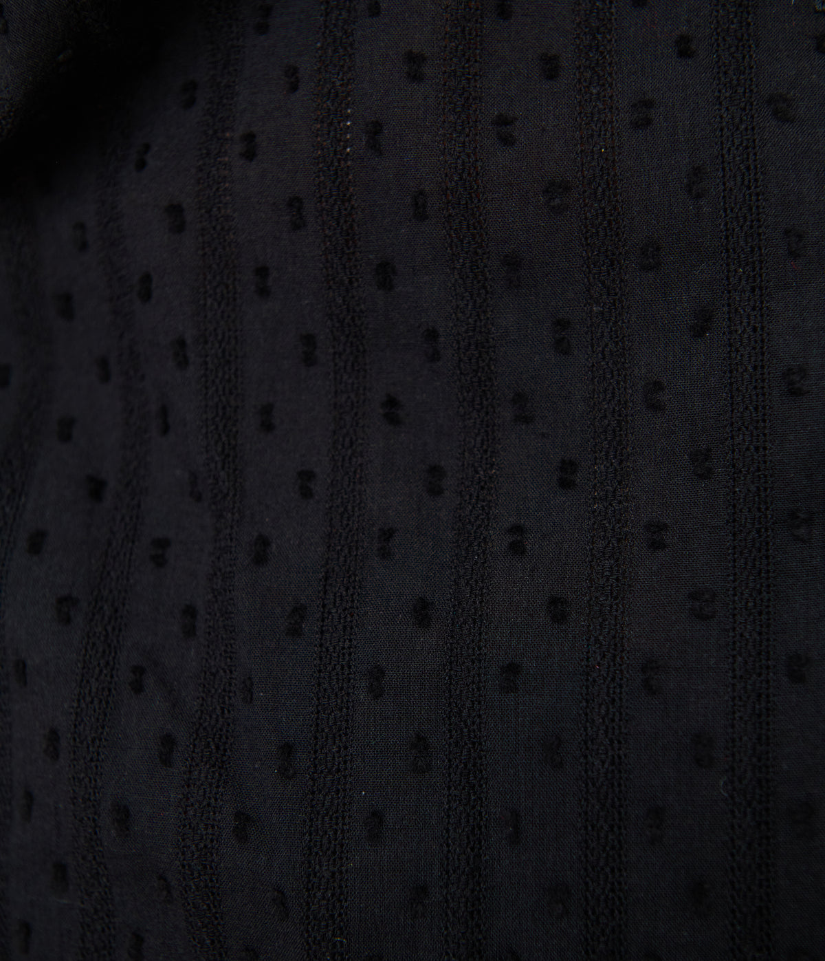 Unique Vintage Plus Size Black Swiss Dot Notched Collar Blouse