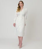 Ivory Button Front Satin Midi Dress