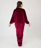Unique Vintage Burgundy Velvet Long Kimono