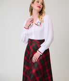 Unique Vintage Red & Green Christmas Plaid Vivien Swing Skirt