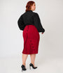 Unique Vintage Plus Size Burgundy Button Pencil Skirt
