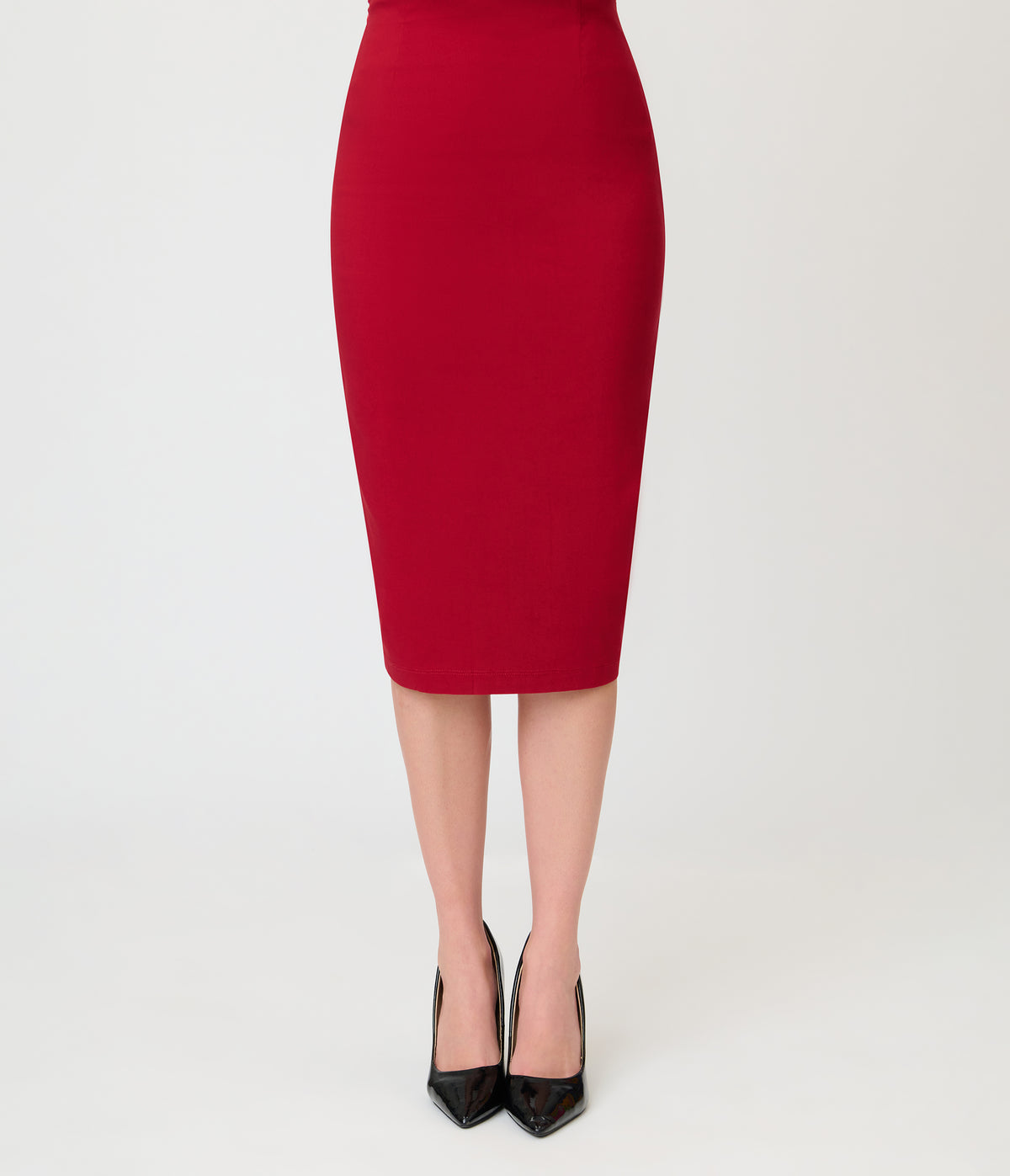 Unique Vintage Burgundy Button Pencil Skirt