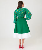 Unique Vintage Green Felt & White Fur Snowflake Soda Shop Swing Skirt