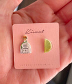 Tequila Bottle & Lime Slice Novelty Stud Earrings