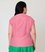 Unique Vintage Plus Size Candy Cane Stripe Sleeveless Blouse