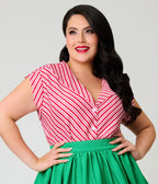 Unique Vintage Plus Size Candy Cane Stripe Sleeveless Blouse