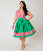 Unique Vintage Plus Size Candy Cane Stripe Sleeveless Blouse