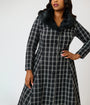 Unique Vintage Plus Size Black Plaid Tweed & Fur Carrie Swing Coat