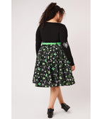 Hell Bunny Black & Green Bug Print Millie Skirt