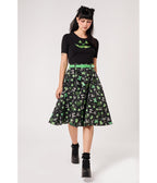 Hell Bunny Black & Green Bug Print Millie Skirt