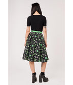 Hell Bunny Black & Green Bug Print Millie Skirt